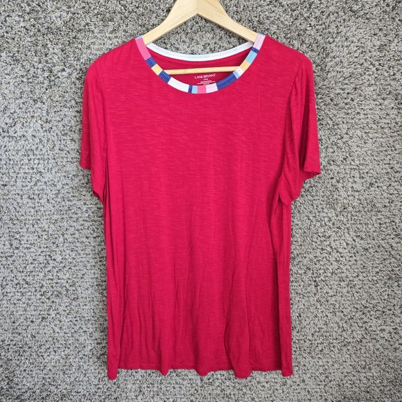 Lane Bryant Top Womens Plus 14/16 Red Crew Neck Short Sleeve‎ Tunic Casual - Picture 1 of 7